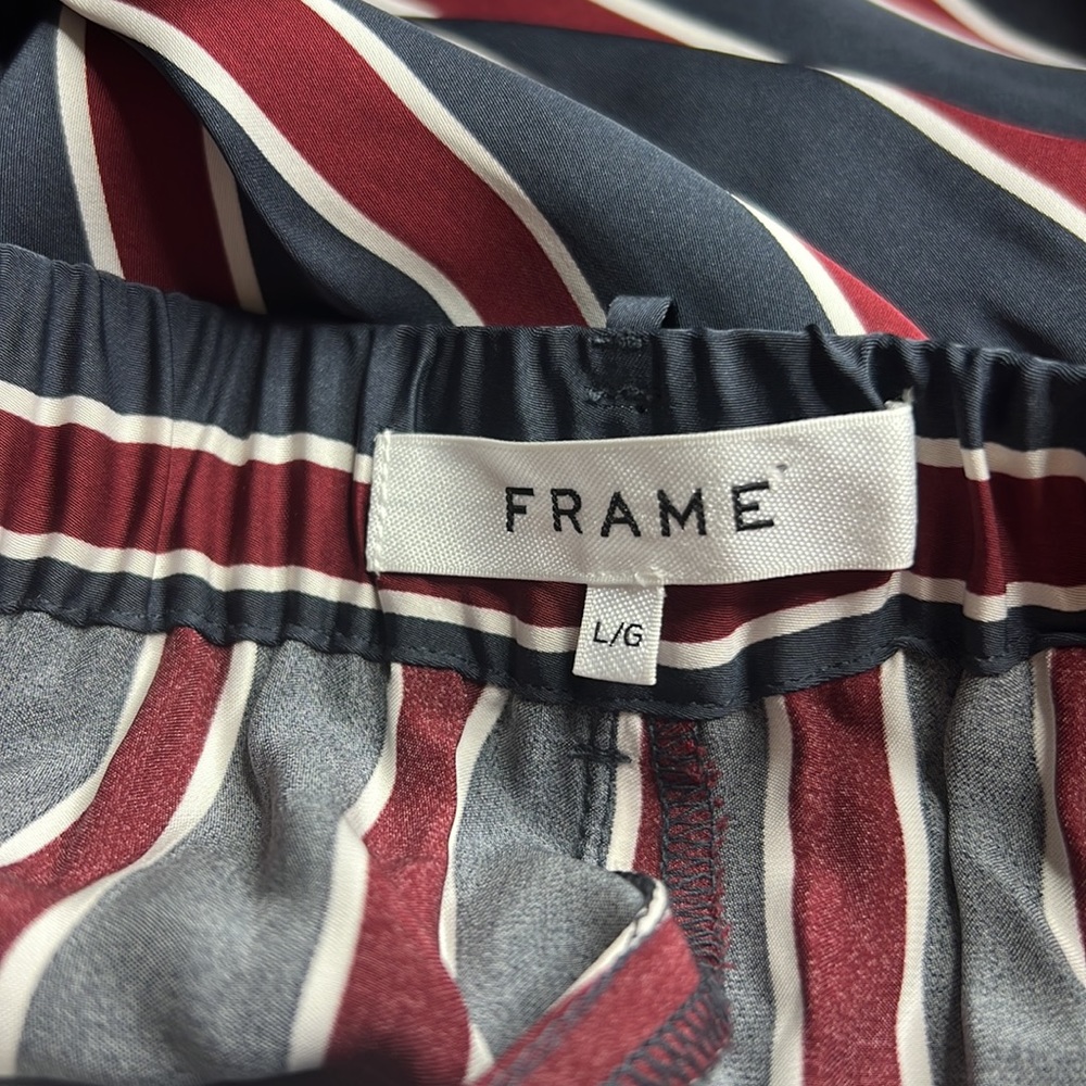 FRAME Easy Striped Charmeuse Wide-Leg Viscose Pant L - Picture 4 of 10